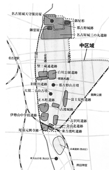 中区の主な遺跡分布図