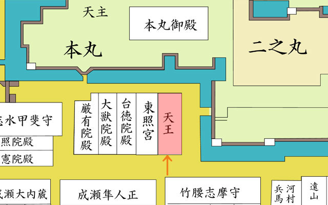 名古屋城三の丸：江戸時代の天王社・東照宮地図