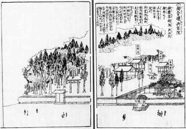 名古屋城三の丸：江戸時代の天王社・東照宮地図