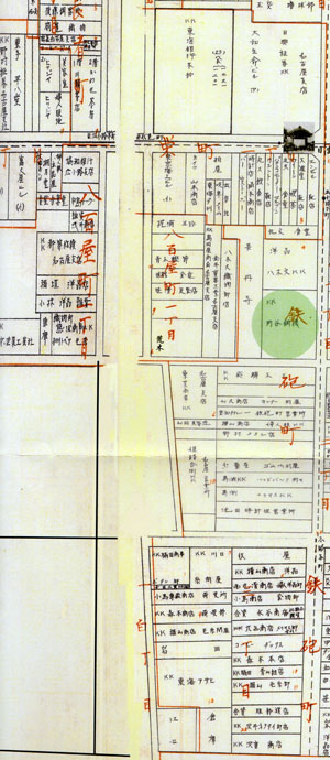 住宅地図協会が昭和35年に発売した地図・南はアメリカ村跡地